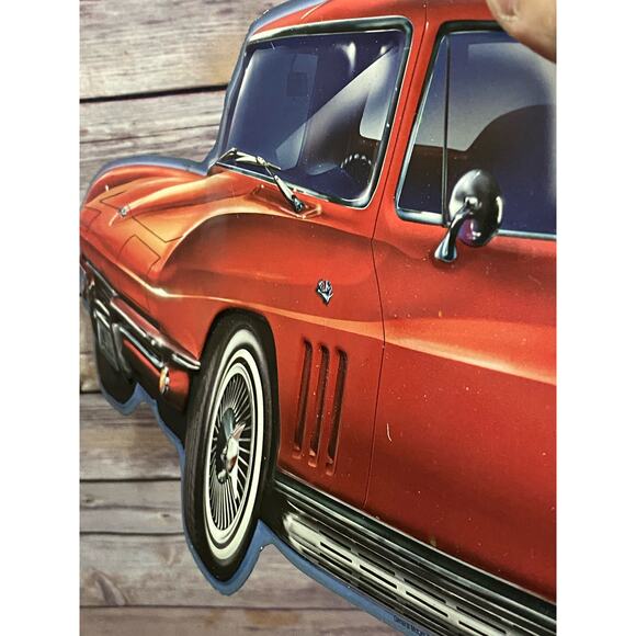 1960’s Red Corvette Car Metal Sign Open Road Brands Garage Decor Hanging 22x 8.5 - Picture 6 of 9
